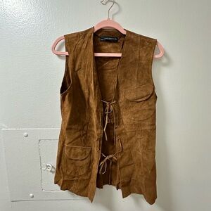 Zara Brown Suede Vest Size Small